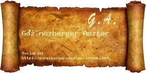 Günszberger Aszter névjegykártya